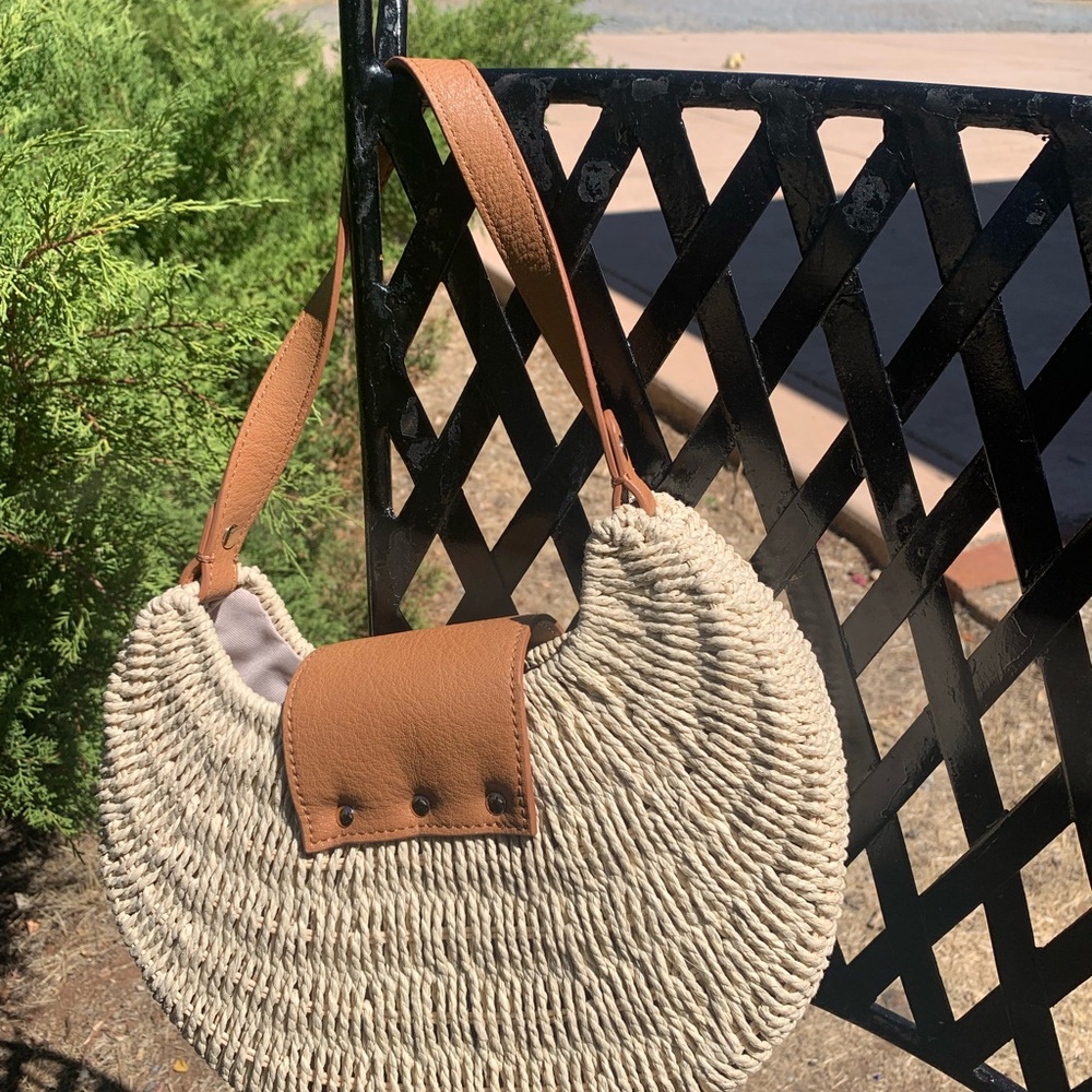 LC Lauren Conrad Woven Tan and Cream Hobo Bag - Picture 7 of 7